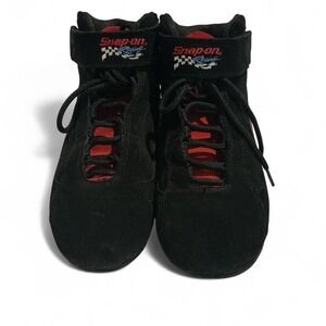 Snap-on Racing F-1 Shoes 6.5 Black Suede Mid Top Sneakers